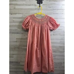 ROSALINA COLLECTION RED AND WHITE GINGHAM SMOCKED FLOWERS DRESS  SIZE 6